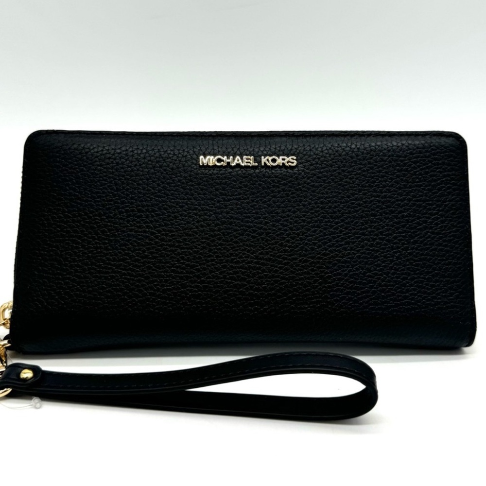 Michael Kors Large Continental Wallet Wristlet Black/Gold